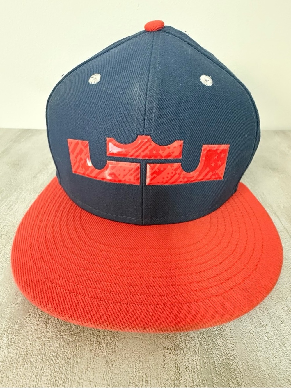 Nike LeBron James Crown Snapback Hat Red Navy Flat Bill
